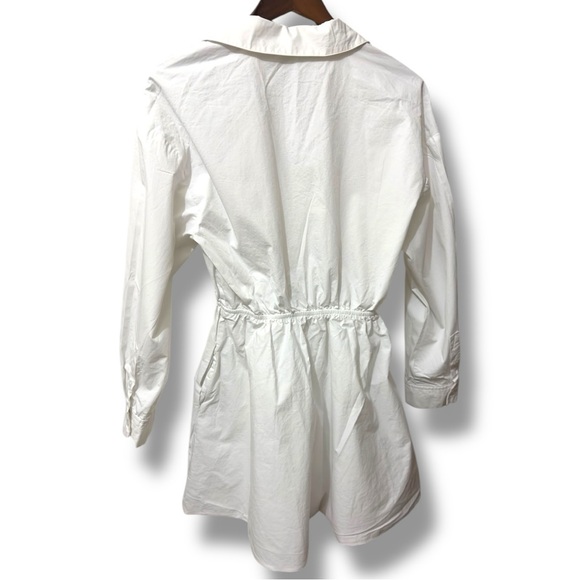 Zara | NWOT Turkey 100% Cotton White Poplin Wrap Shirt Dress (size M) - Picture 5 of 15